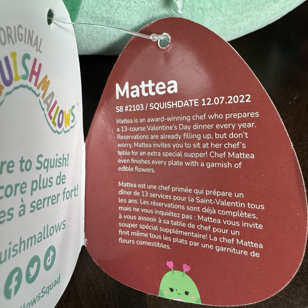 Squishmallow 8" Mattea 2023 Grasshopper Green Valentines Plush Toy - S8 #2103 - Picture 6 of 6